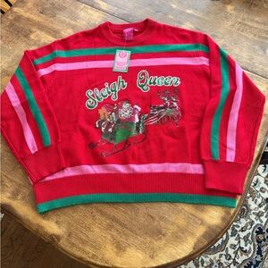 SOLD! Queen of Sparkles QOS Sleigh Queen Red Sweater BNWT Medium
